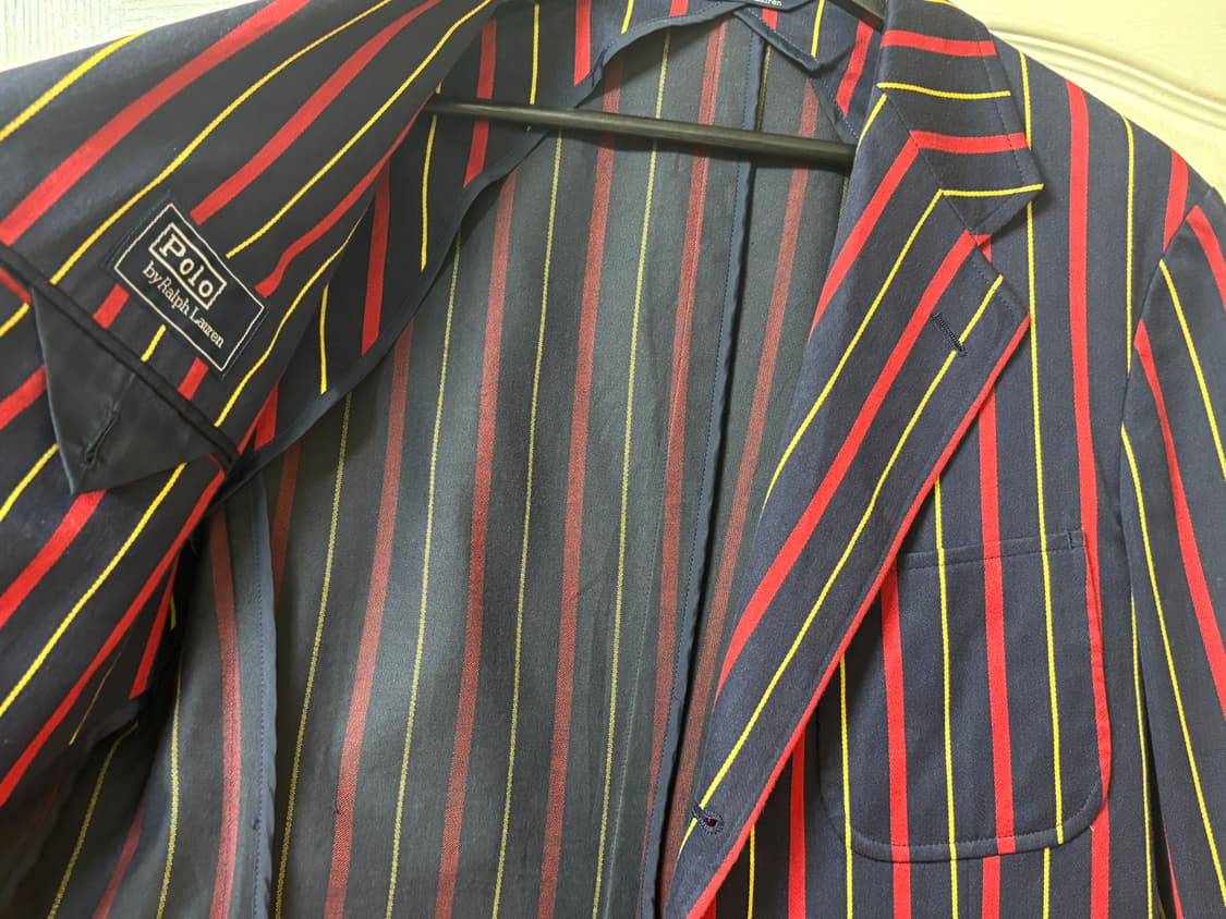 폴로 쓰리버튼 코튼 스트라이프 블레이져 자켓 m 상품이미지4