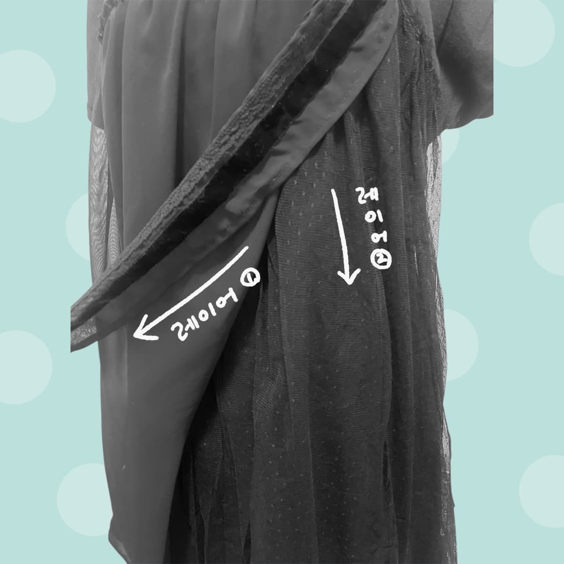 스나오 쿠와하라 블랙 쉬폰 땡땡이 원피스 상품이미지4