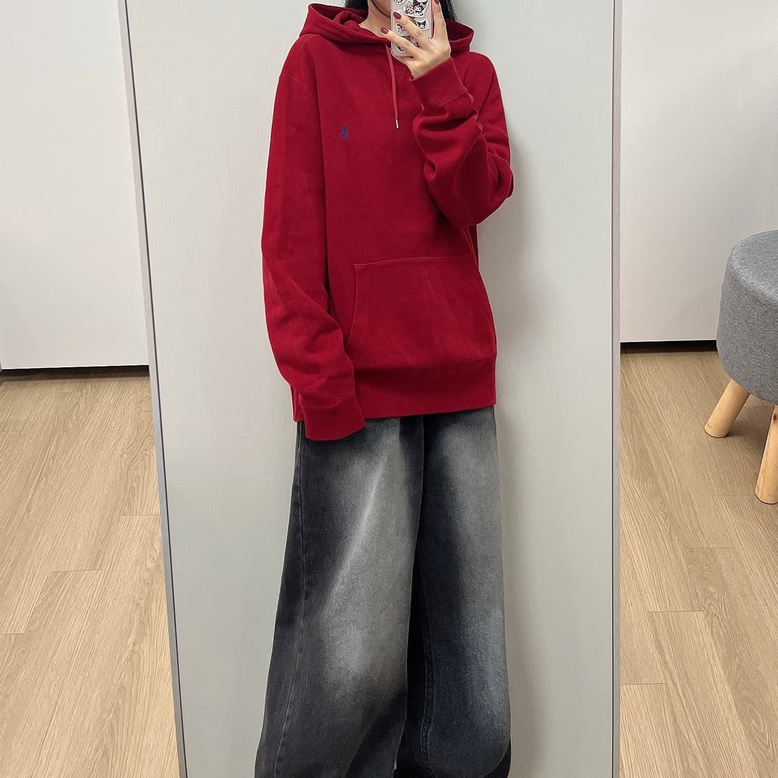 폴로 랄프로렌 레드 스웻 후드티 상품이미지2