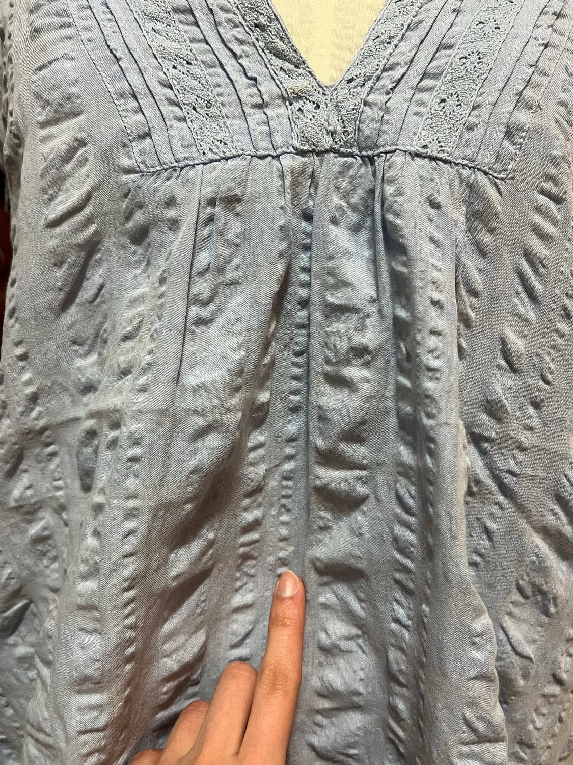 빈티지 모리걸 연하늘 반소매 블라우스 상품이미지4