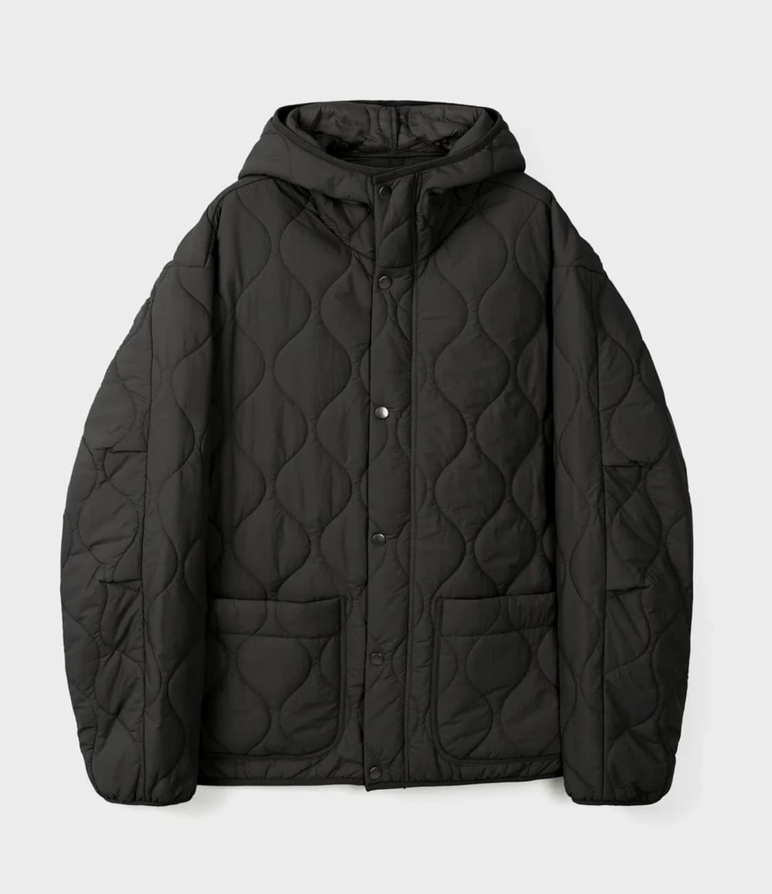 퀼팅 후드 패딩 점퍼 (BLACK) 상품이미지1