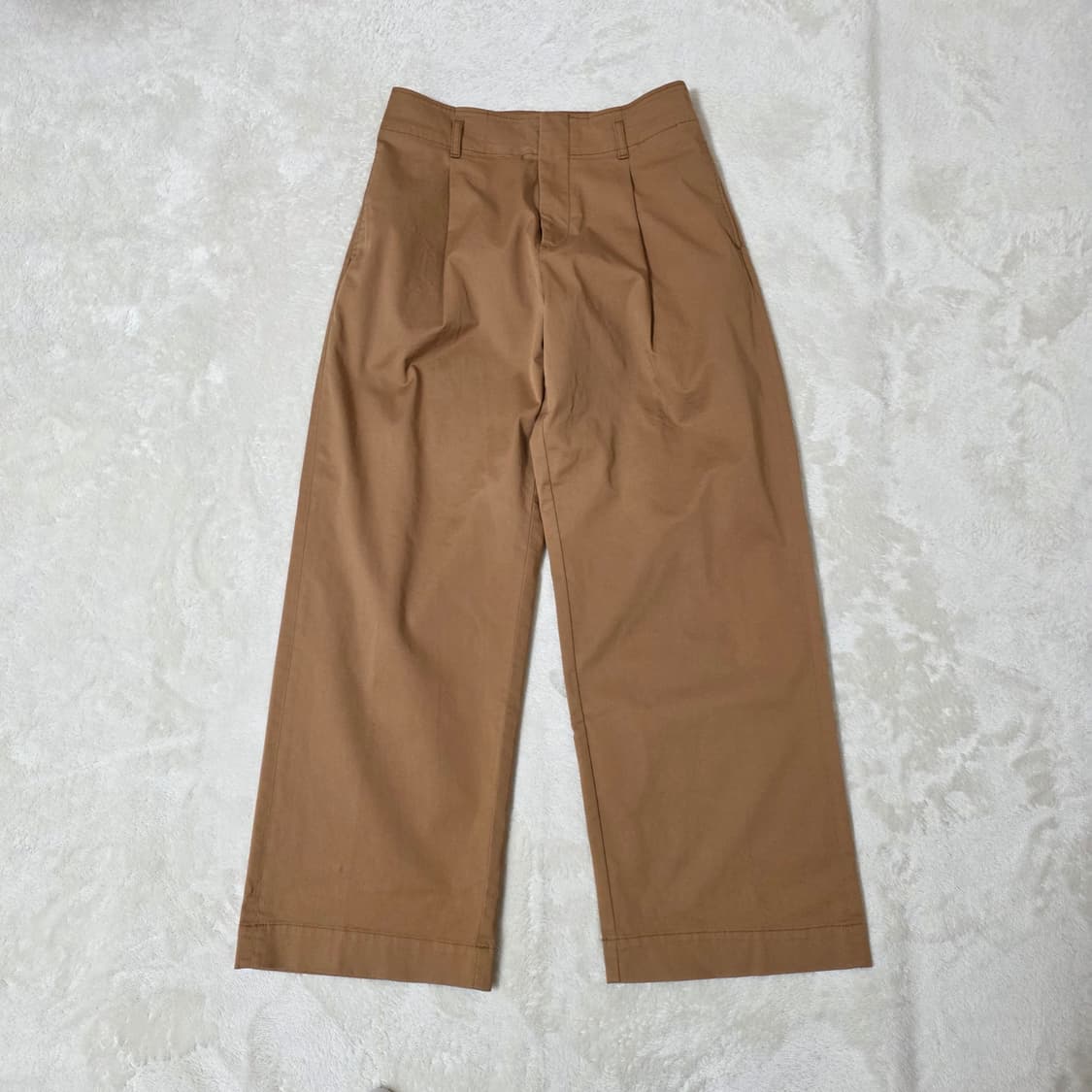 (27)여성 유니클로 원턱 와이드 치노 팬츠 카멜 상품이미지1