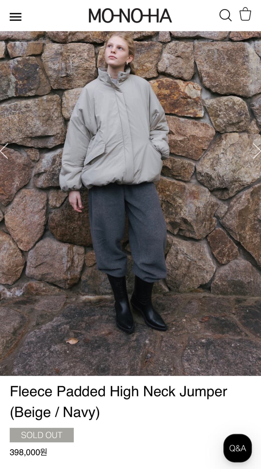 모노하monoha Fleece padded high neck jumper 상품이미지1