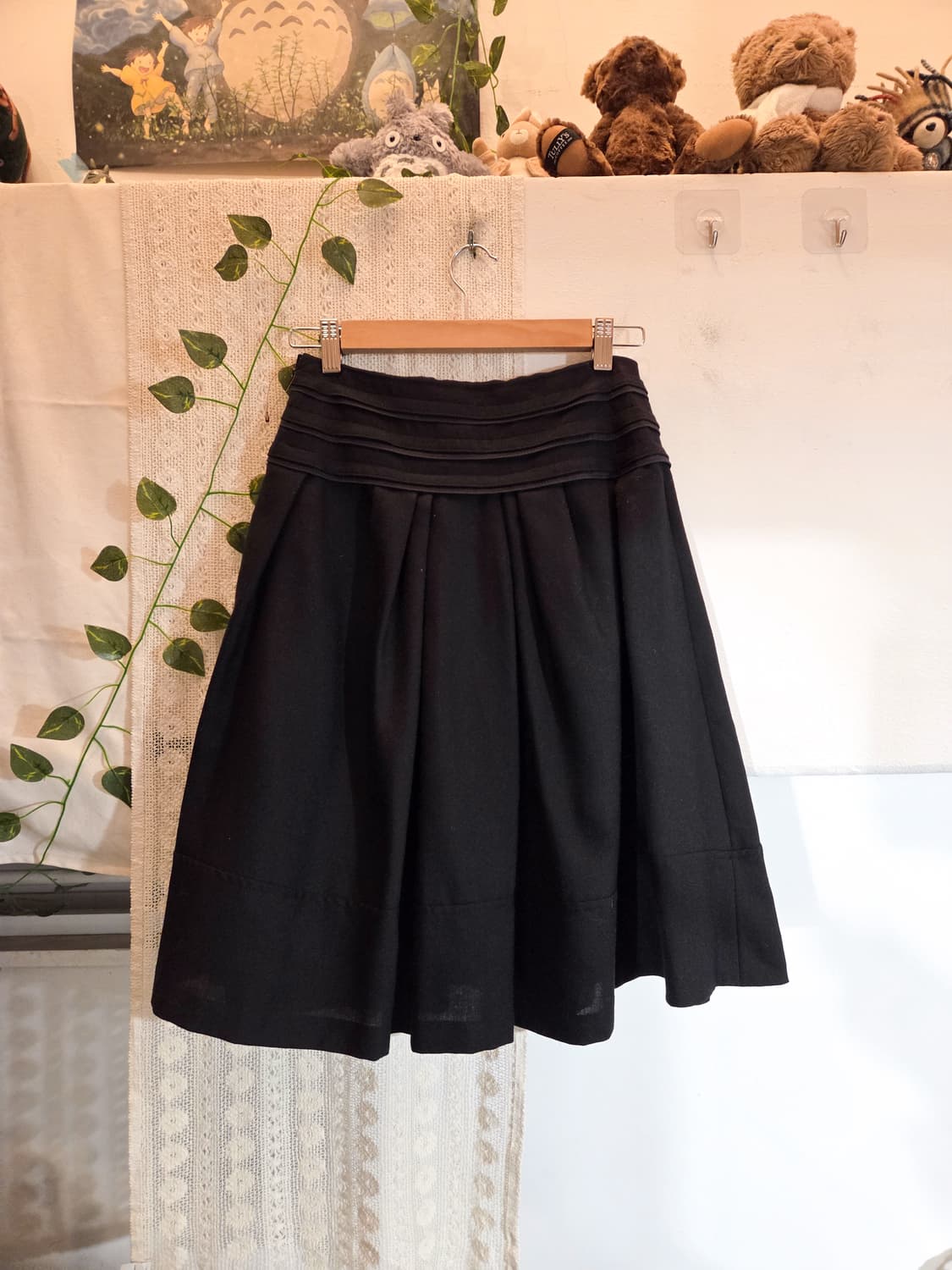 블랙 미디 울 스커트 상품이미지5