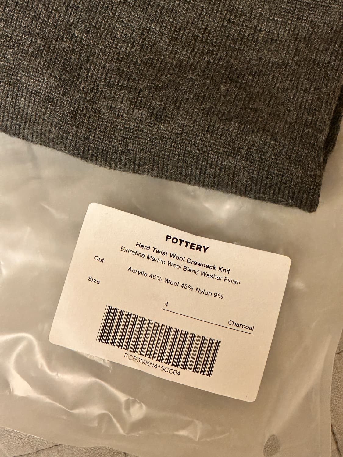 POTTERY 차콜 크루넥 니트 4사이즈 상품이미지1