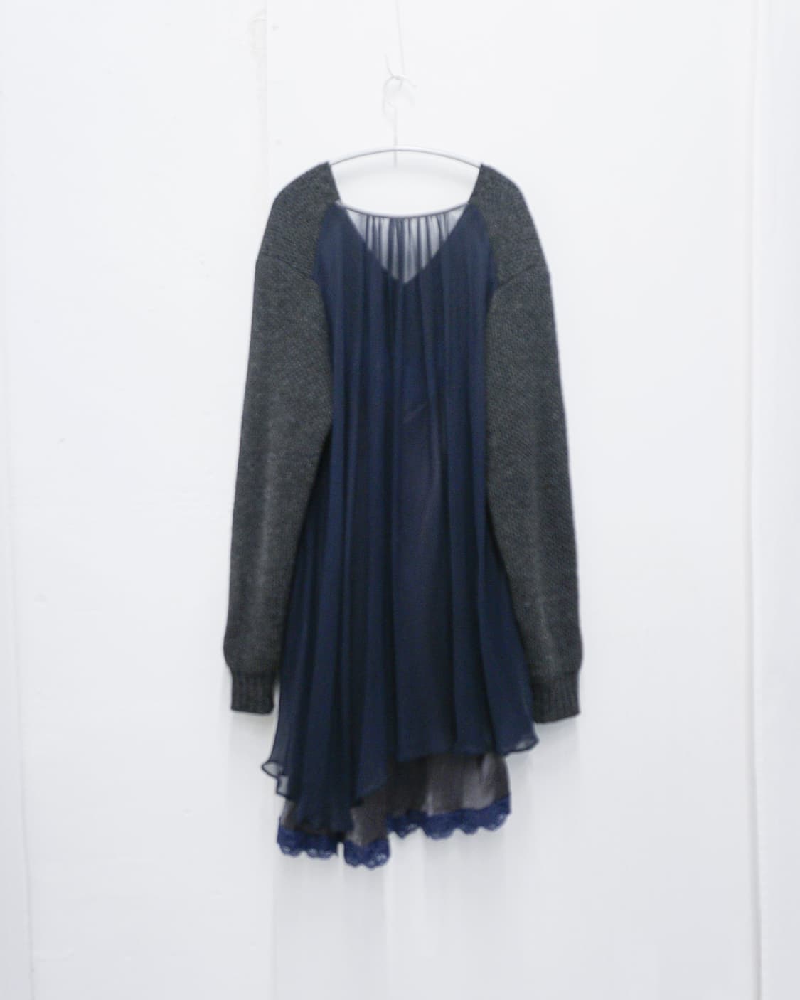 SACAI layered knit chiffon dress 상품이미지6