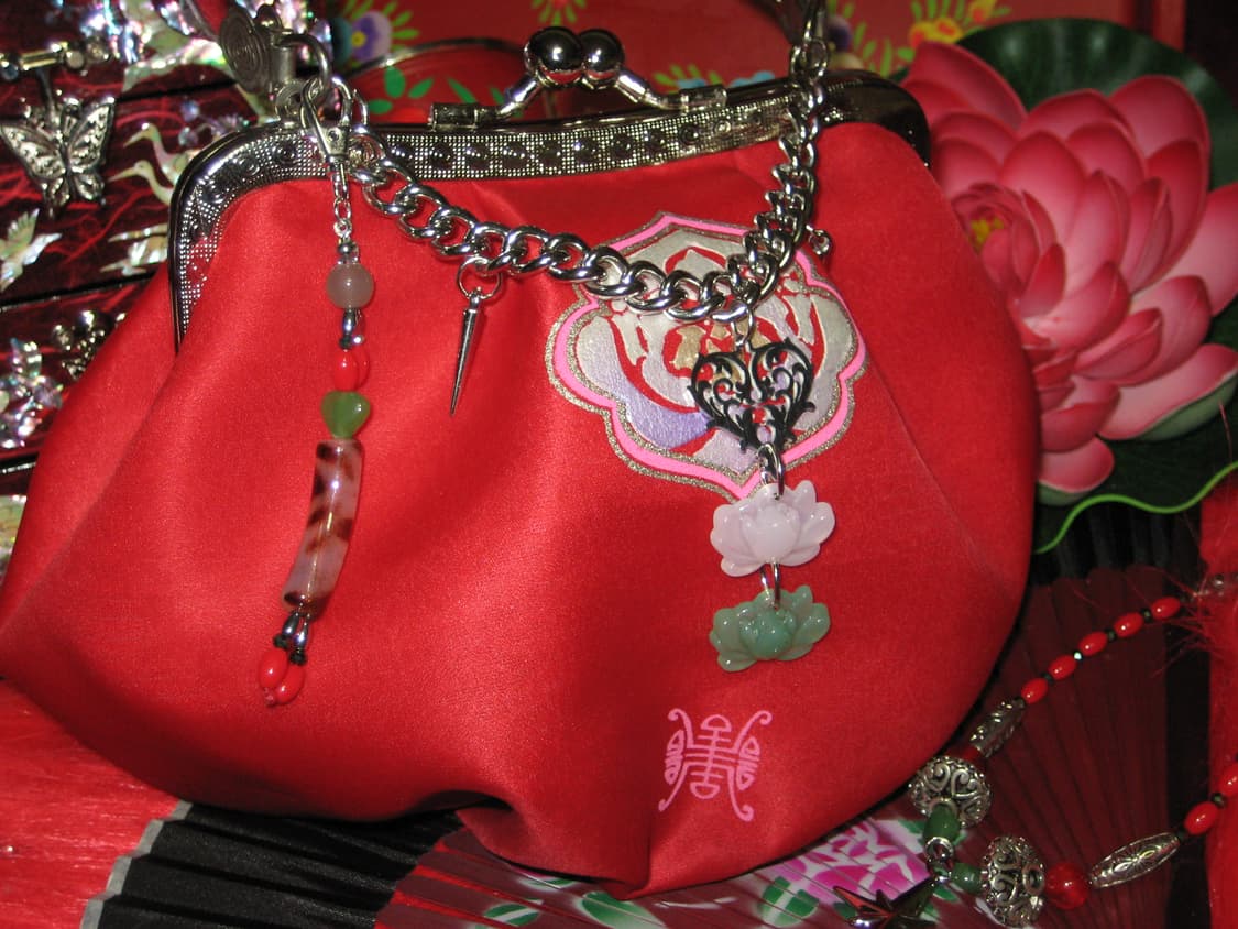 오리엔탈 연꽃키링 레드복조리 백 체인메이드 상품이미지5