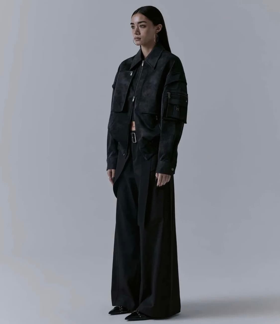 트리밍버드 스웨이드 매트 블랙 레더 자켓 상품이미지2