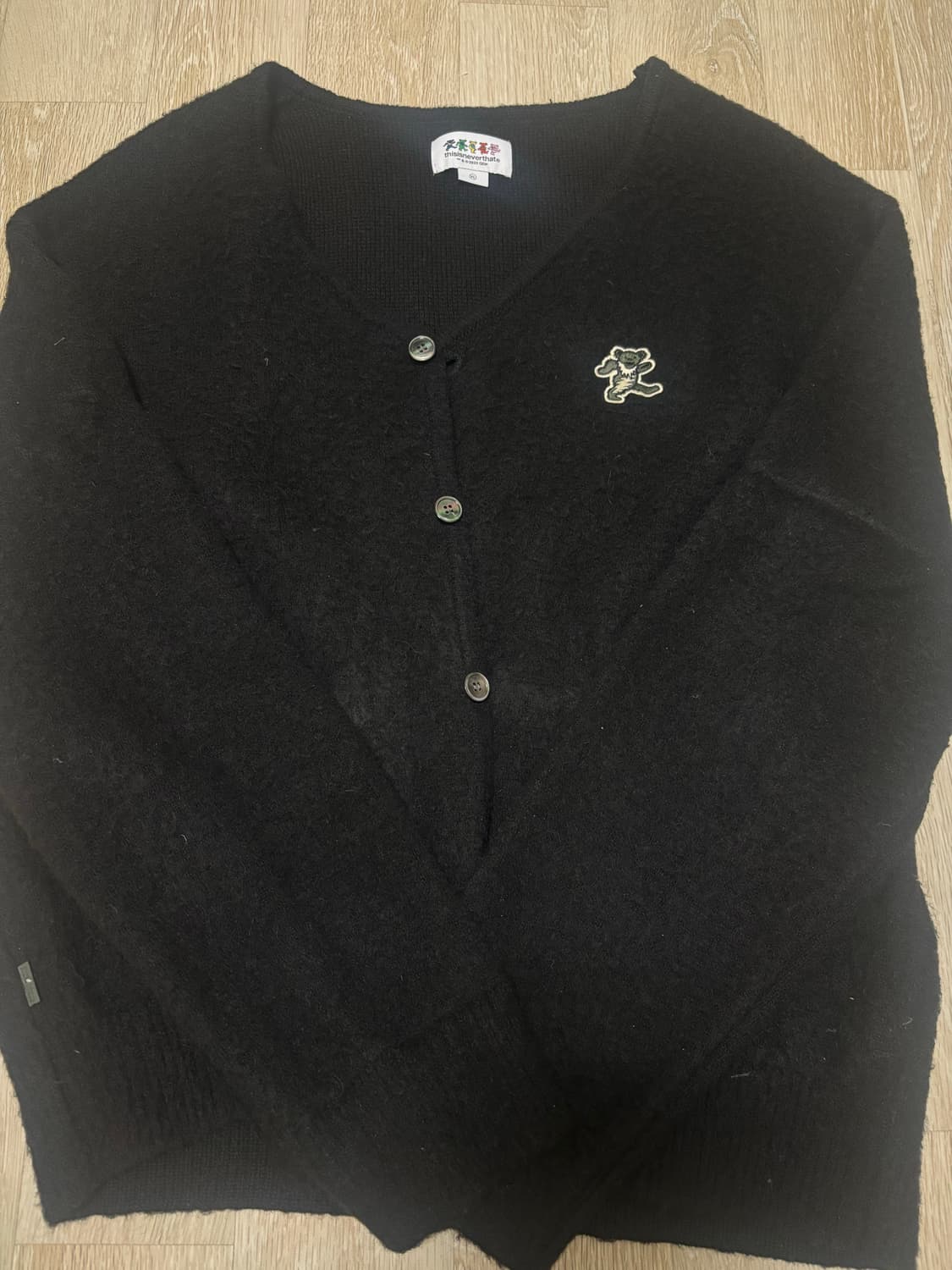 디네뎃x그레이트플데드 댄싱베어 모헤어 가디건 블랙 XL 상품이미지4