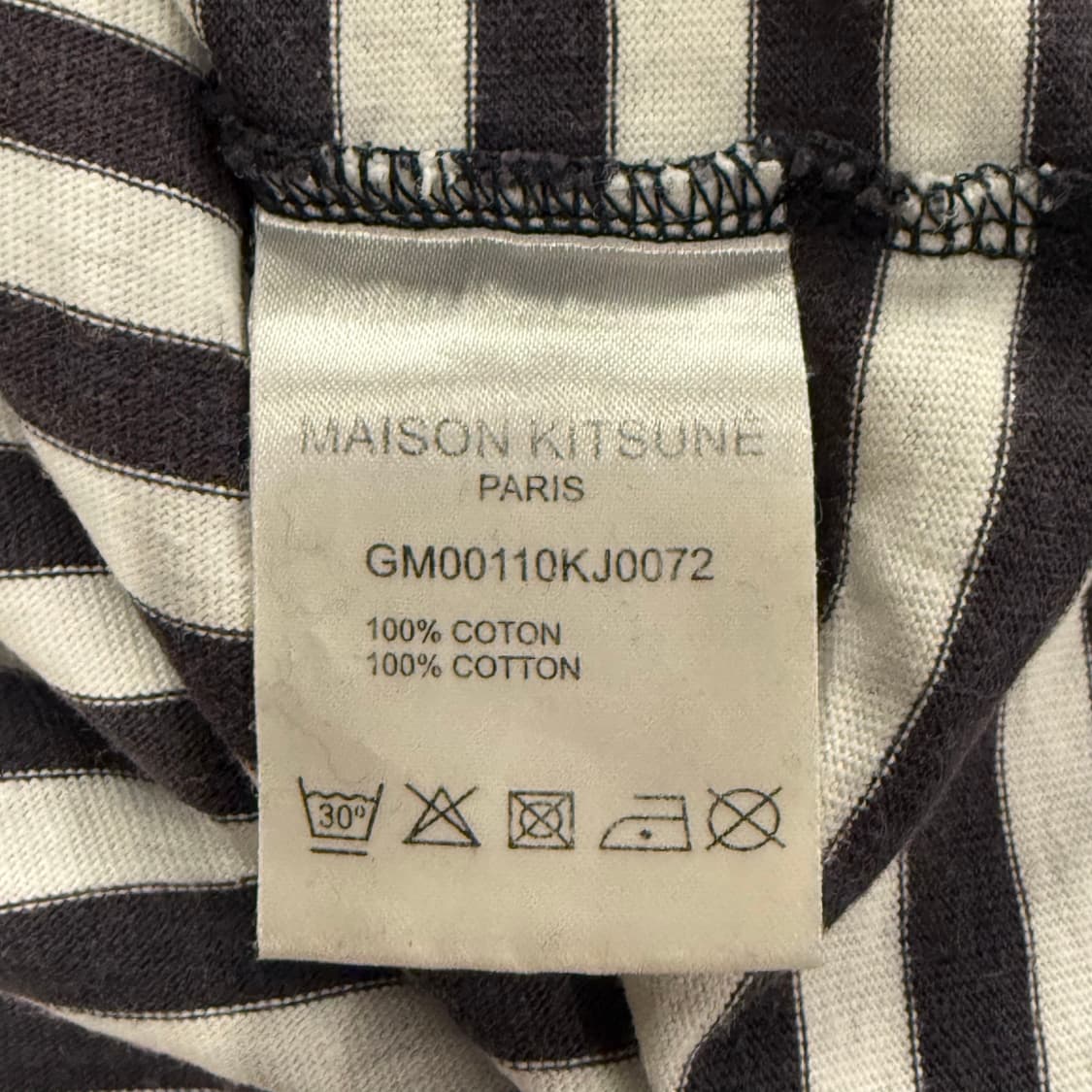 메종키츠네 폭스 헤드 패치 스트라이프 단가라 롱 슬리브리스 긴팔 티 상품이미지7