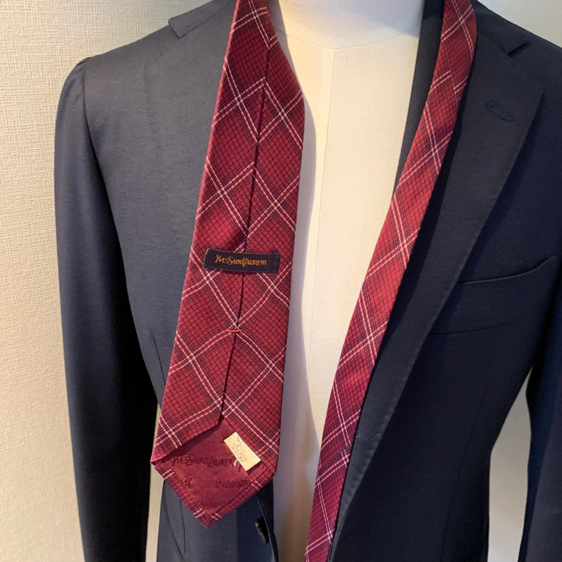 입생로랑(YSL) 레드 체크넥타이 명품 100실크 A+등급 상품이미지2