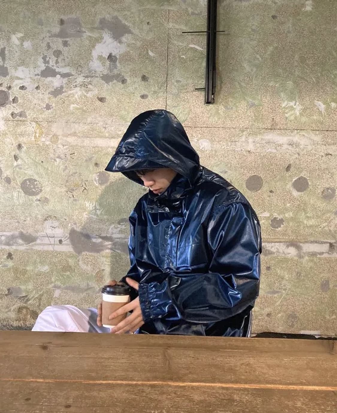 유광 나일론 바람막이 후드 점퍼 폴리 투웨이 블루 상품이미지2