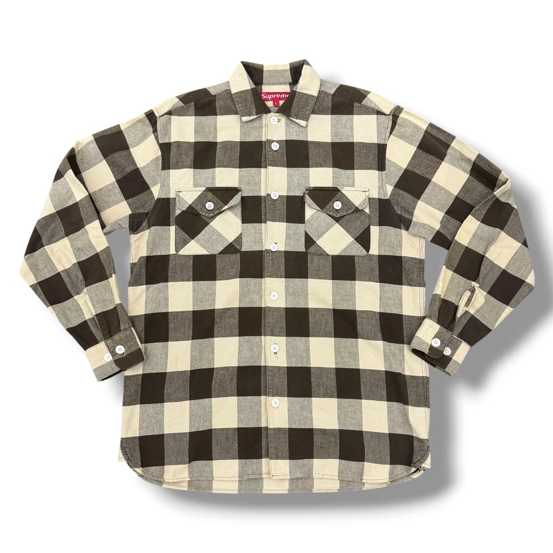 90‘s 슈프림 버팔로 베이지 브라운 체크셔츠  상품이미지1