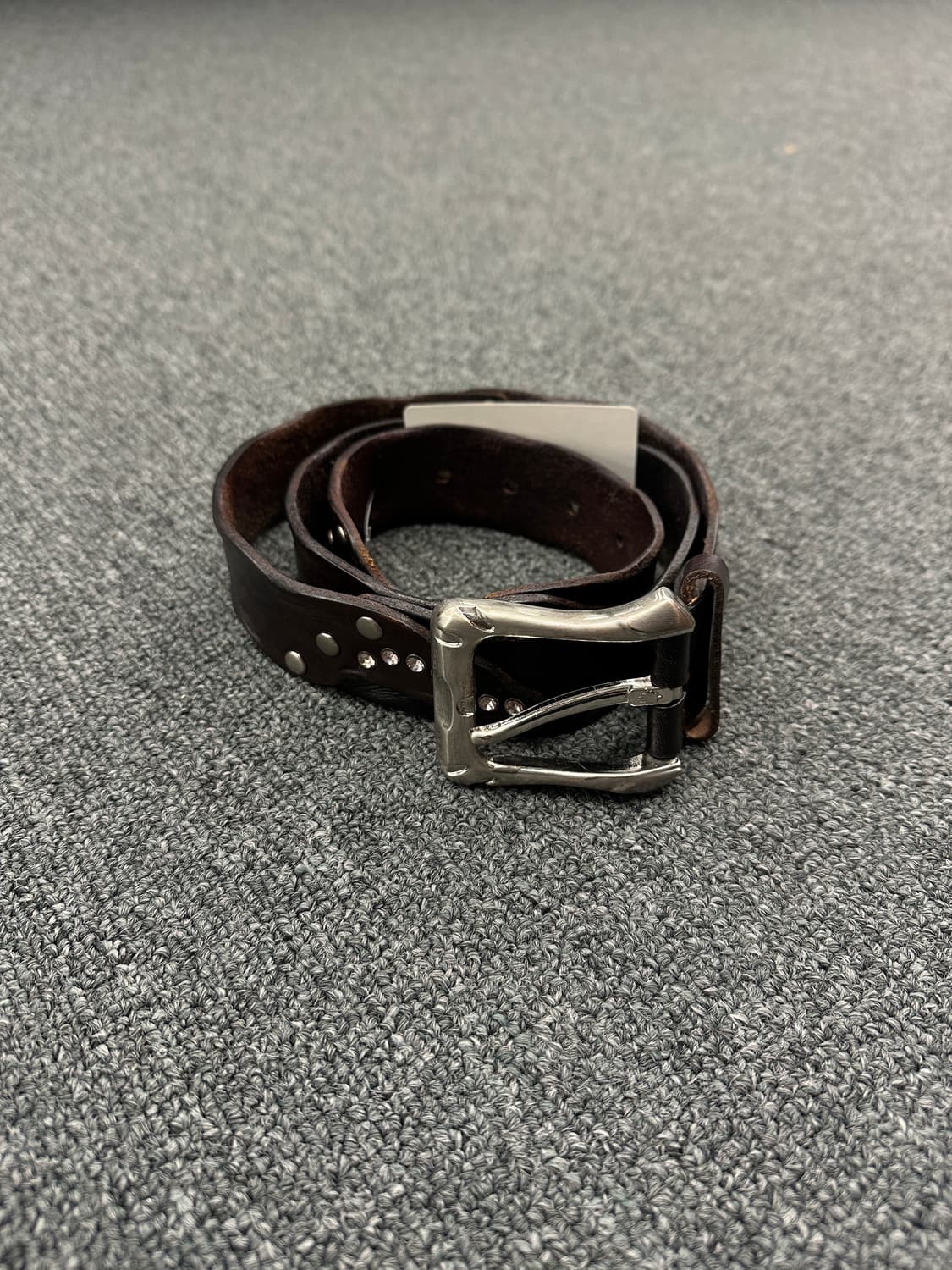 빈티지 웨스턴 큐빅 가죽벨트  상품이미지1