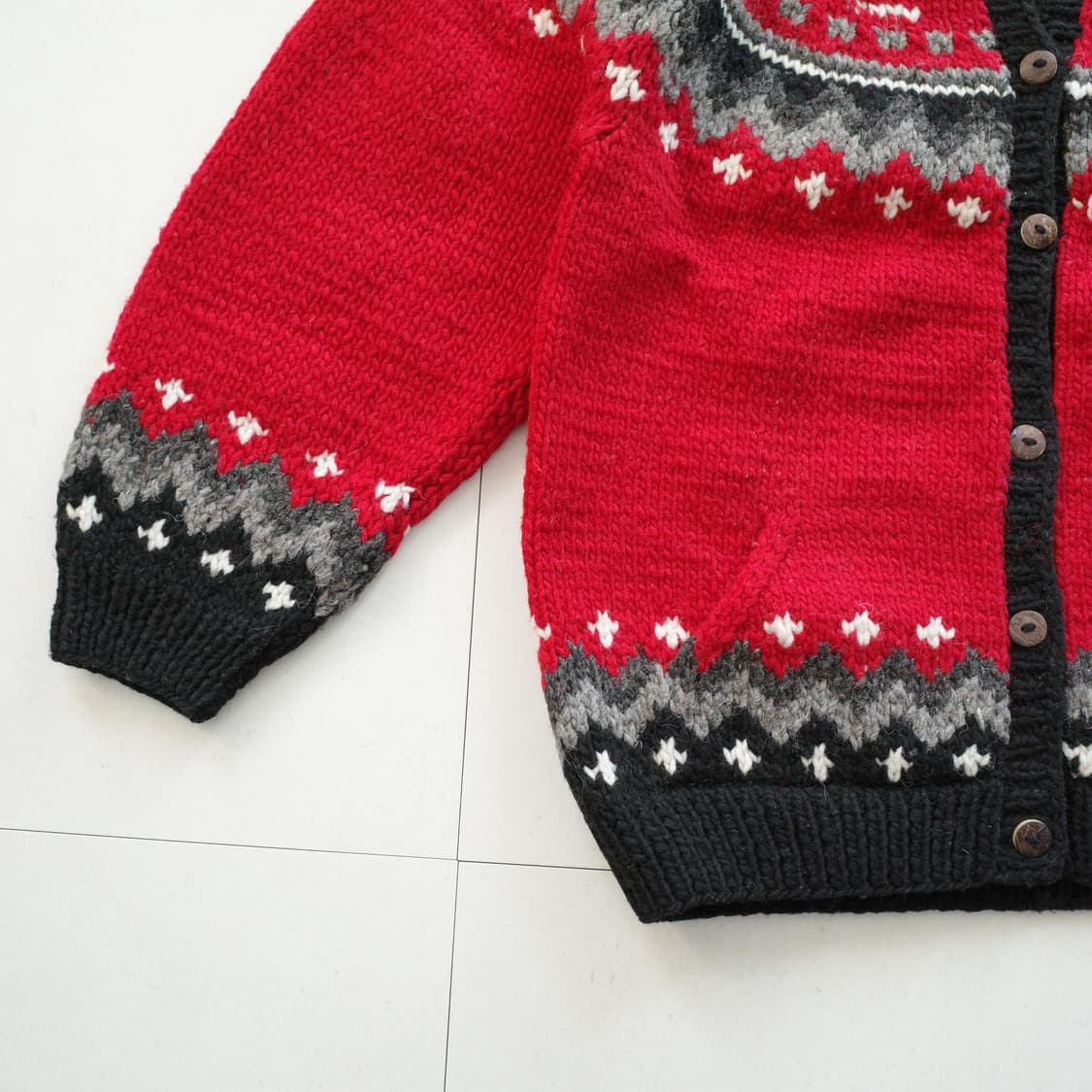 AFGHAN 에콰도르산 에스닉 나바호 아즈텍 핸드메이드 가디건 상품이미지4