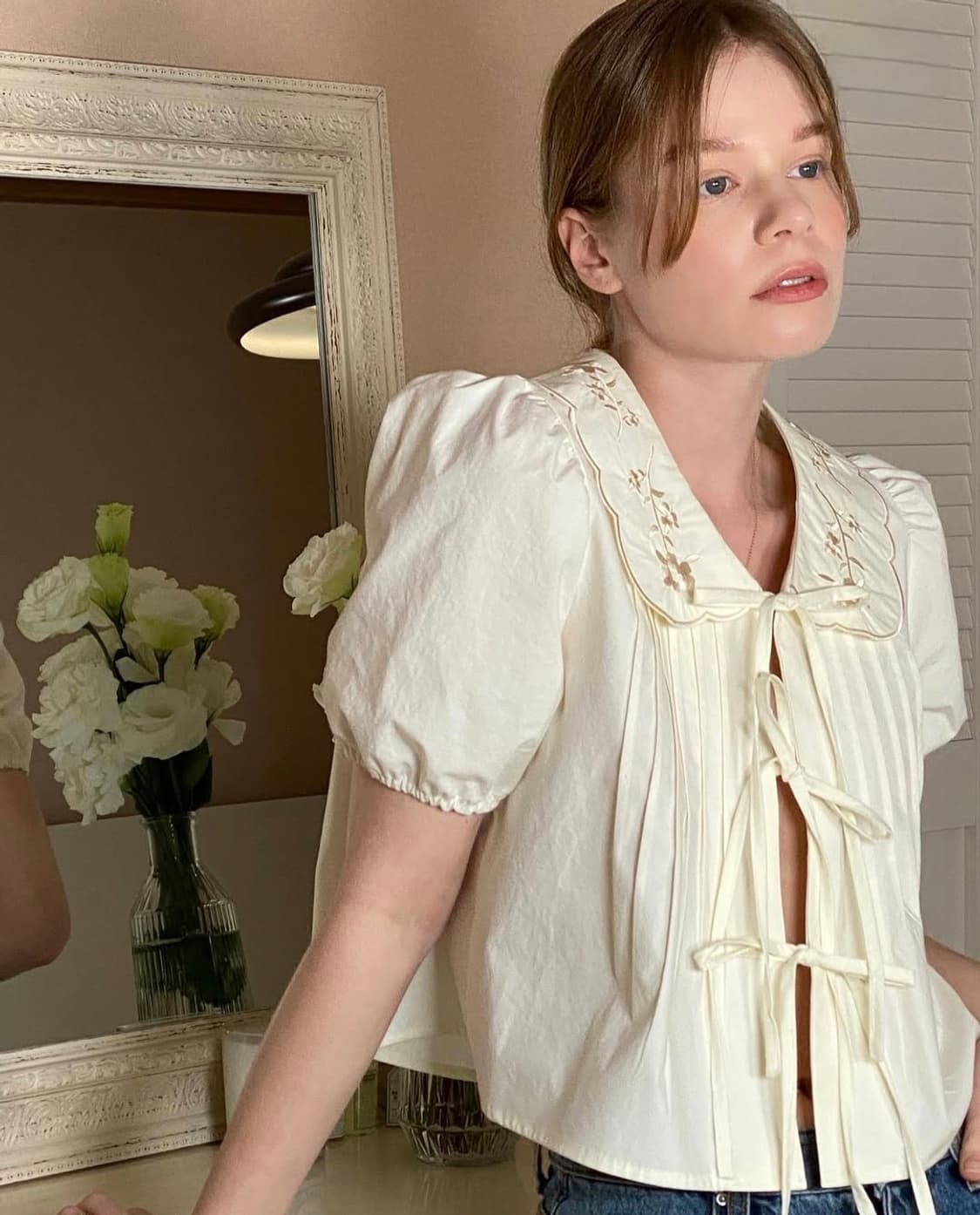 w컨셉 모메벤 블라우스 (빌리 하루나 착용) 상품이미지3