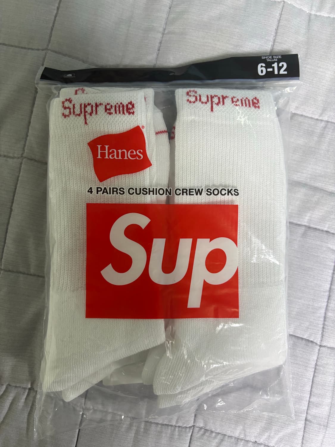 슈프림 헤인즈 크루 삭스 화이트 (4개입) 상품이미지2