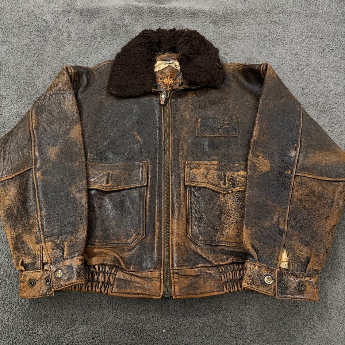 [ 정품/L ] Lee 리 쌍방울 빈티지 G1 레더 가죽 봄버자켓 상품이미지2