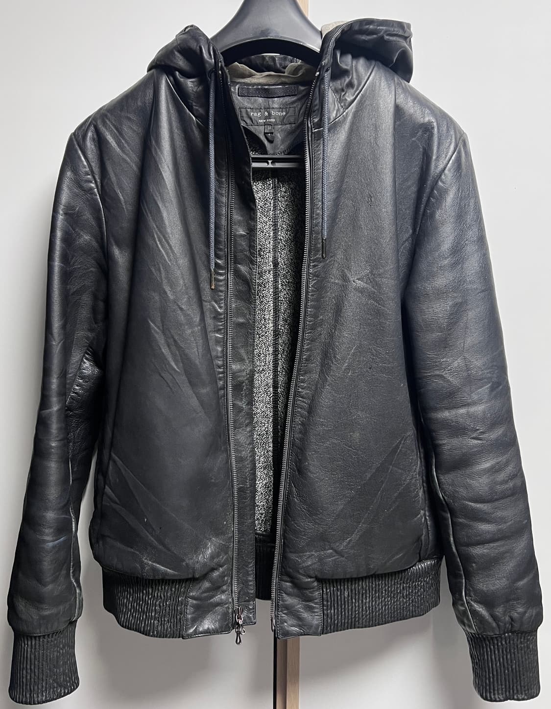 랙 앤 본 rag bone 양가죽 펑크 락시크 후드 가죽 자켓 M 상품이미지3