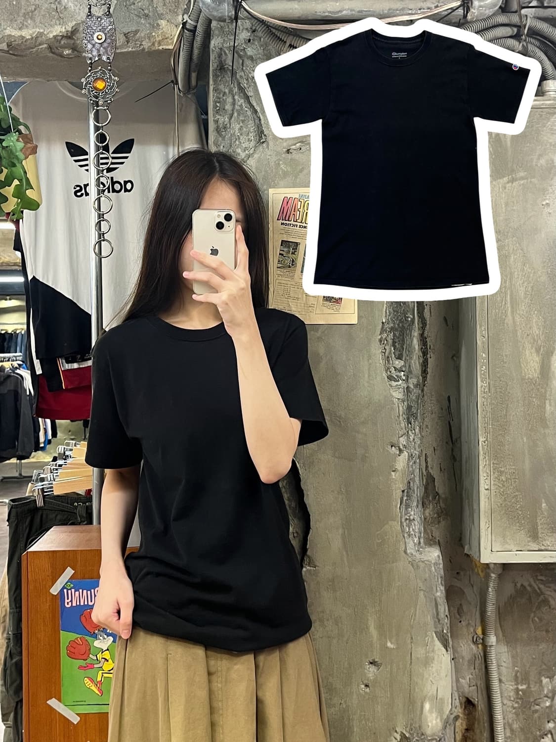 챔피온 베이직 반팔티 블랙 S #csz568 상품이미지1