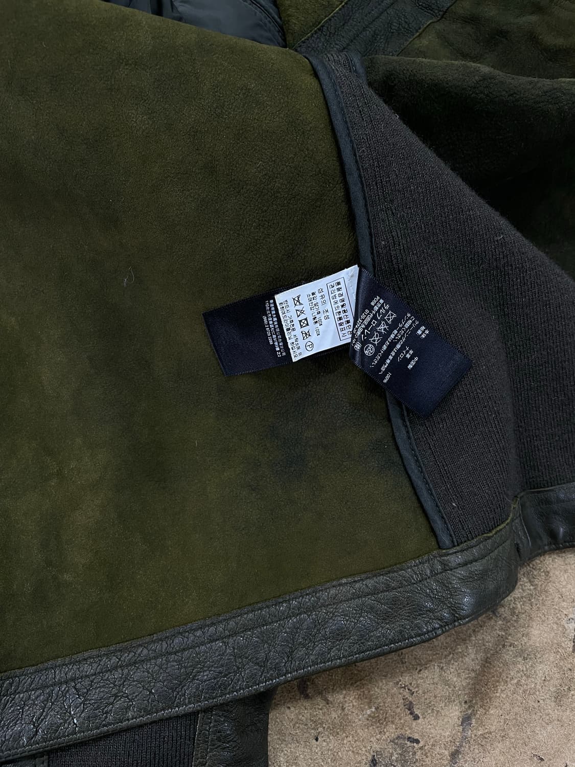 폴로랄프로렌(블랙라벨)/블랙카키 니트매치 양가죽자켓(S) 상품이미지10