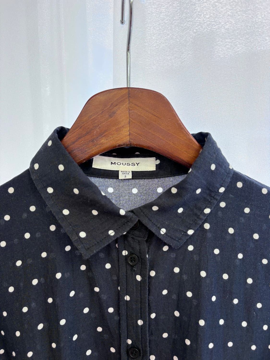 MOUSSY 도트 네이비 로브 맥시 롱 원피스 JPN  상품이미지4