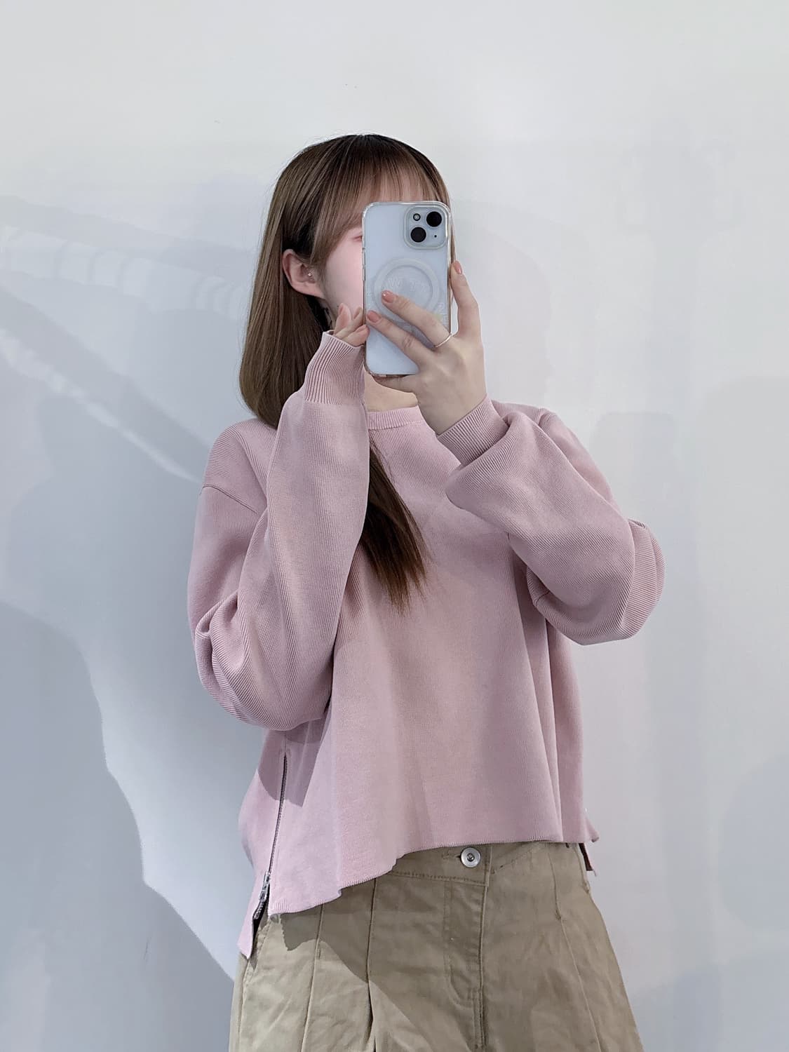 아크네스튜디오 뮤트핑크 사이드지퍼 니트 상품이미지1