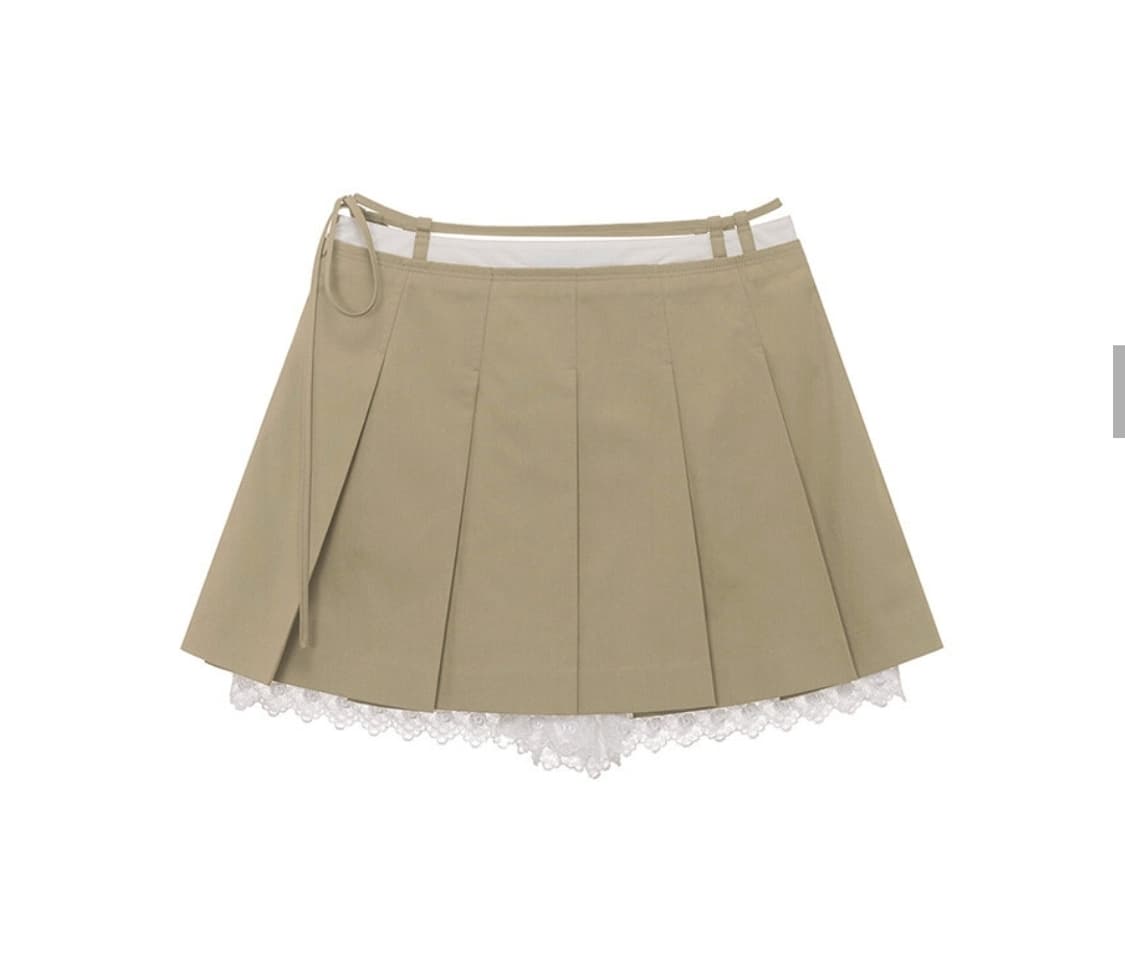 새상품)) 레이브 레이스 레이어드 플리츠 스커트 베이지 S 상품이미지2