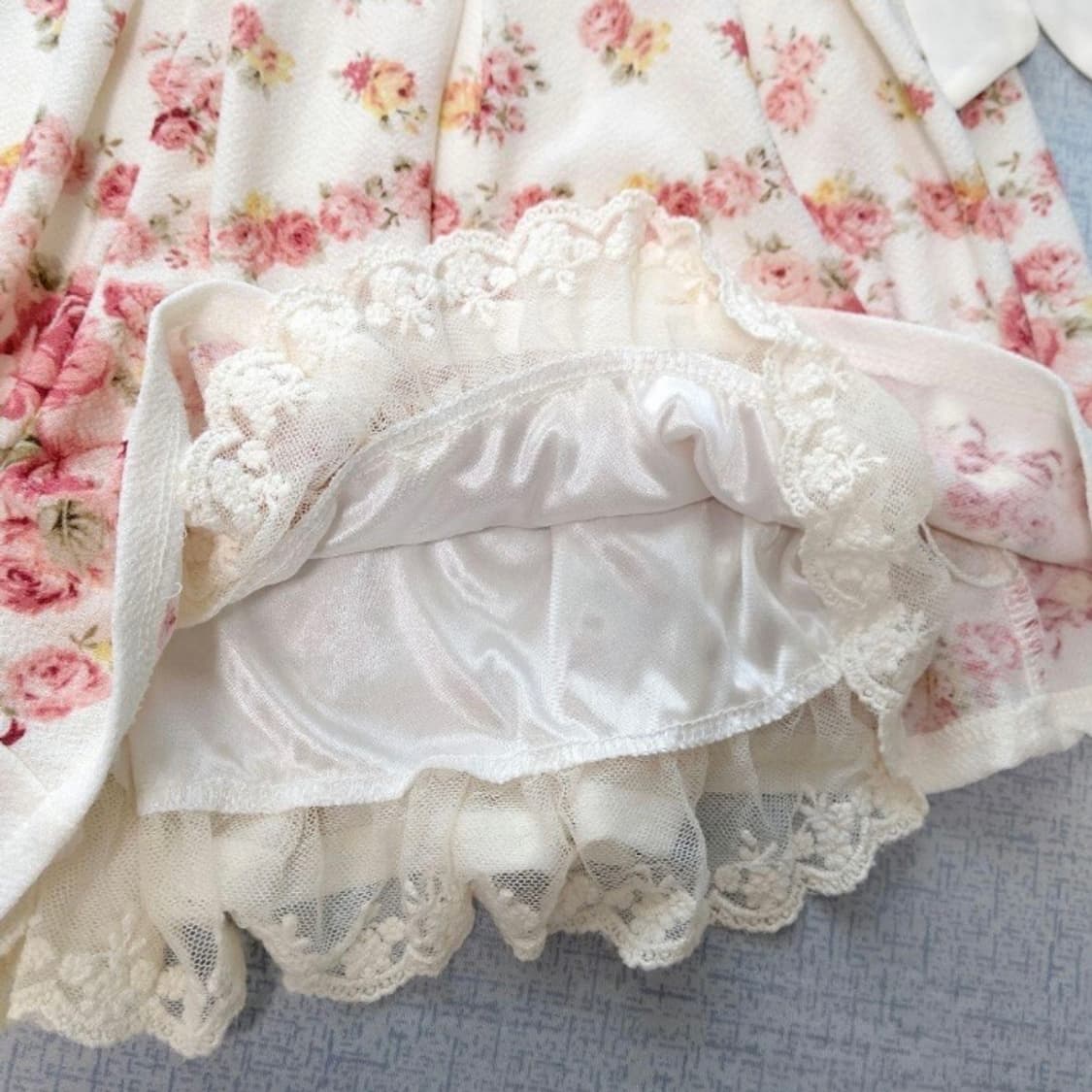 리즈리사 대장 리본 플라워 핑크 큐롯 스커트 히메갸루 상품이미지2