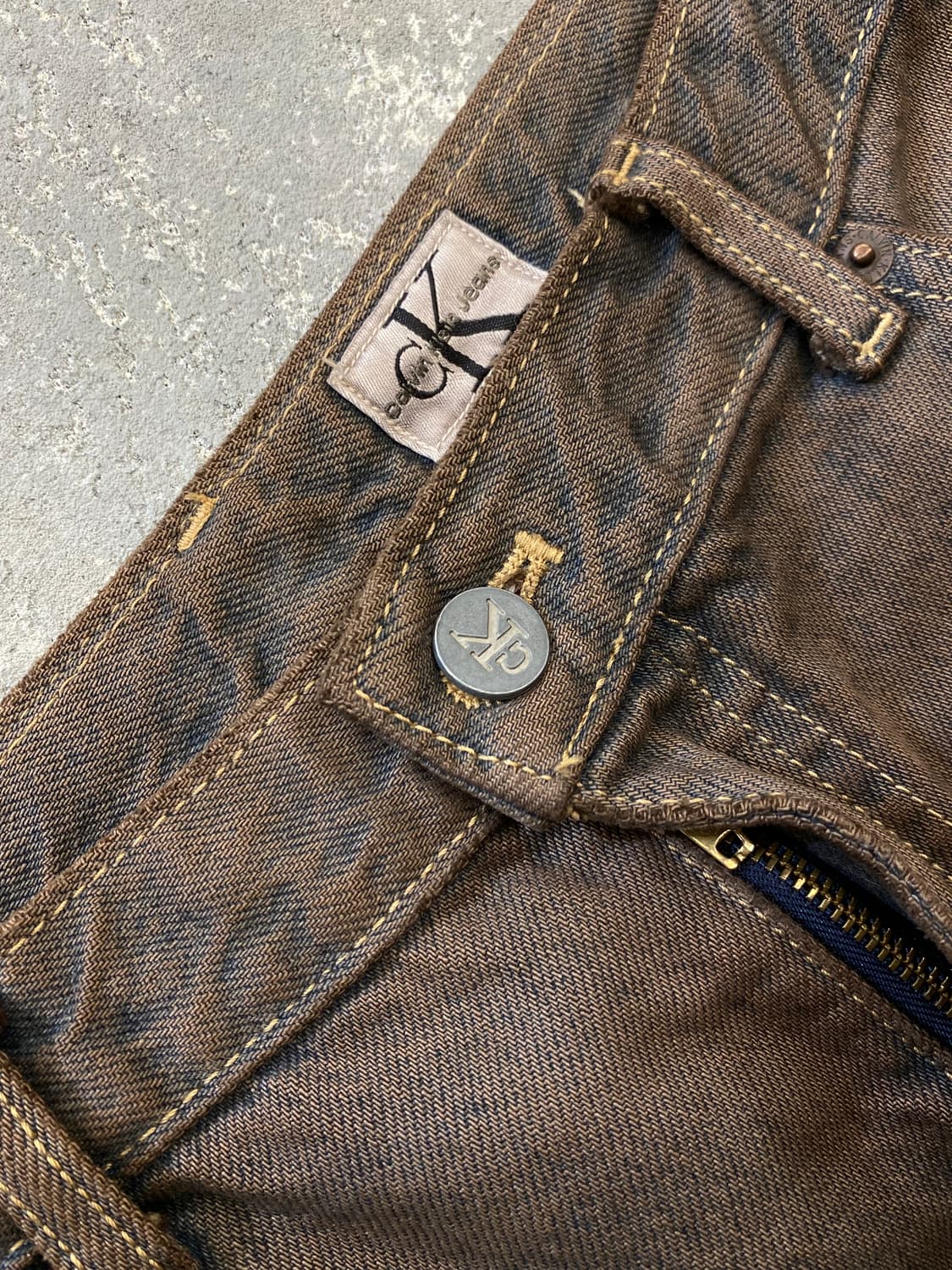 [31] 90-00s CK 캘빈클라인 브라원 워시드 레귤러핏 데님팬츠 상품이미지4