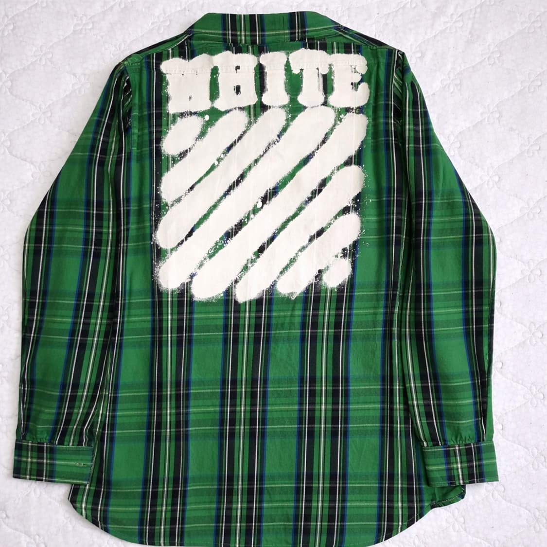오프화이트 그린 타탄 체크 셔츠 상품이미지2