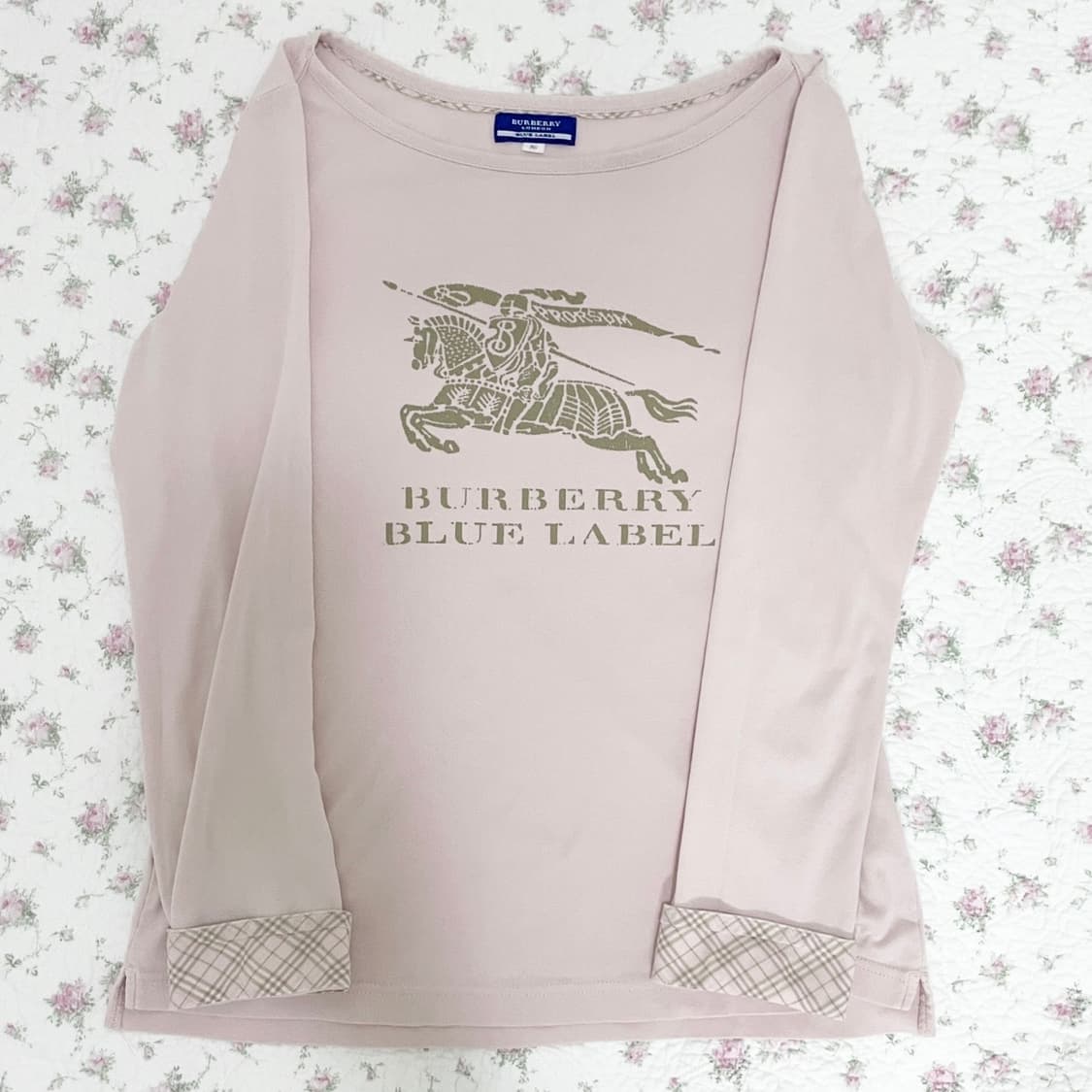 버버리 블루라벨 보트넥 핑크 롱슬리브 /빈티지 긴팔 상품이미지1