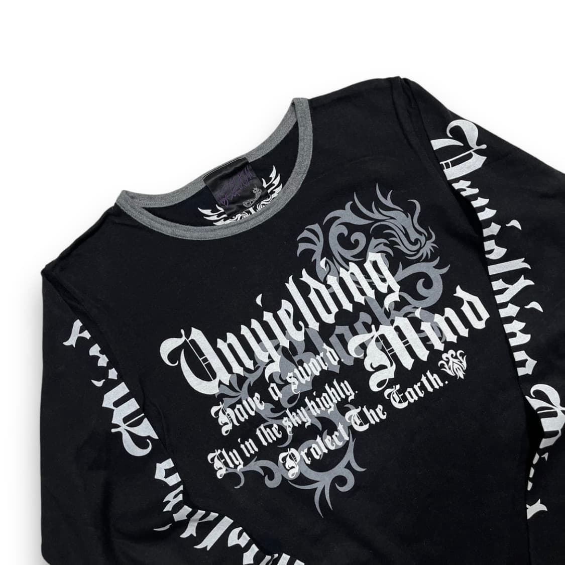 펑크 Begum 크로스 레터링 다크 롱 슬리브 상품이미지2