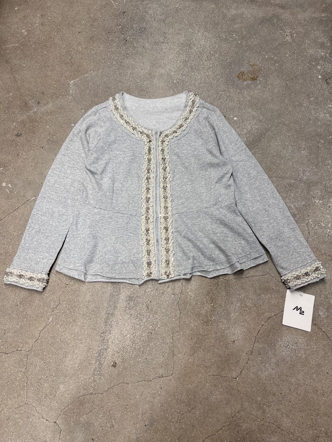 비즈 코튼 쭈리 가디건 그레이 상품이미지1