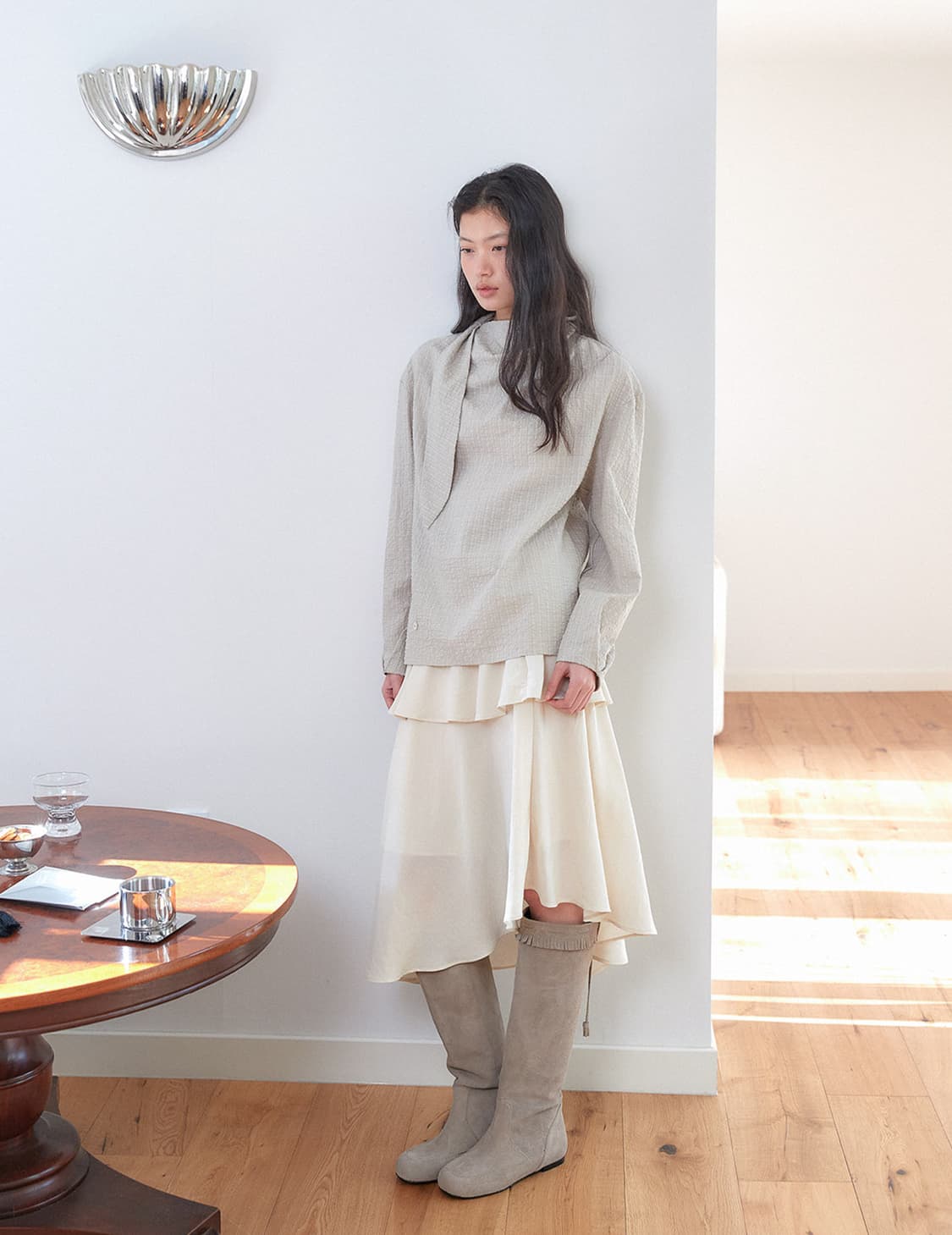 아우로 ouro sheer frill skirt 프릴 스커트 M 상품이미지1