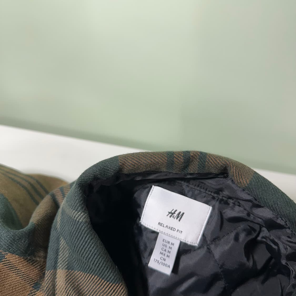 M-L 흐앤므 H&M 투포켓 오버핏 가벼운누빔 체크셔츠자켓 상품이미지2