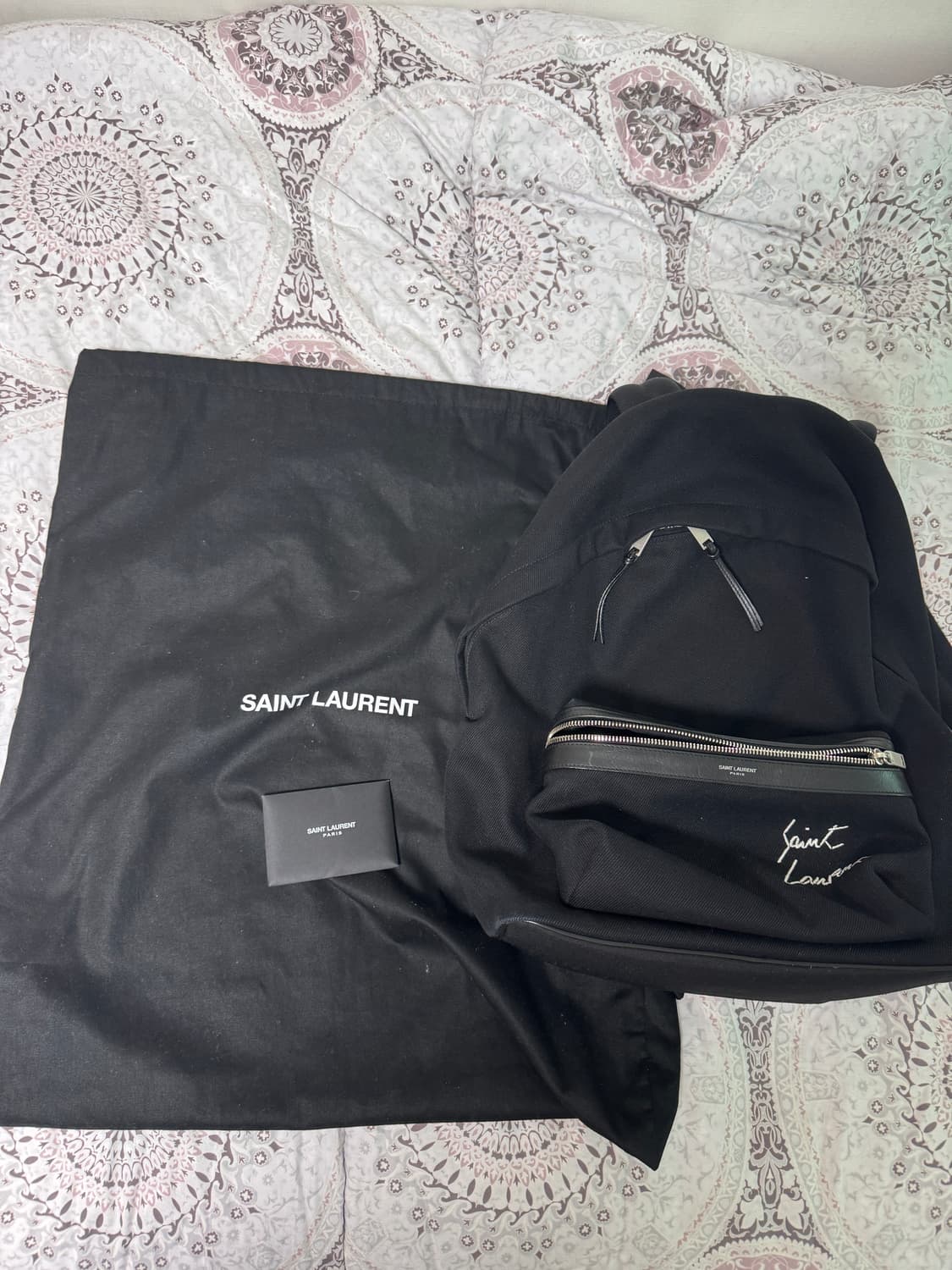 정품 생로랑 사인로고 시티 백팩 상품이미지6