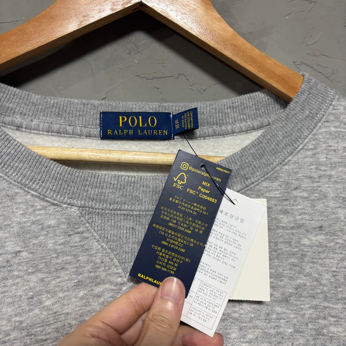 폴로 랄프로렌 신형 베어로고 맨투맨 회색 새상품 상품이미지4
