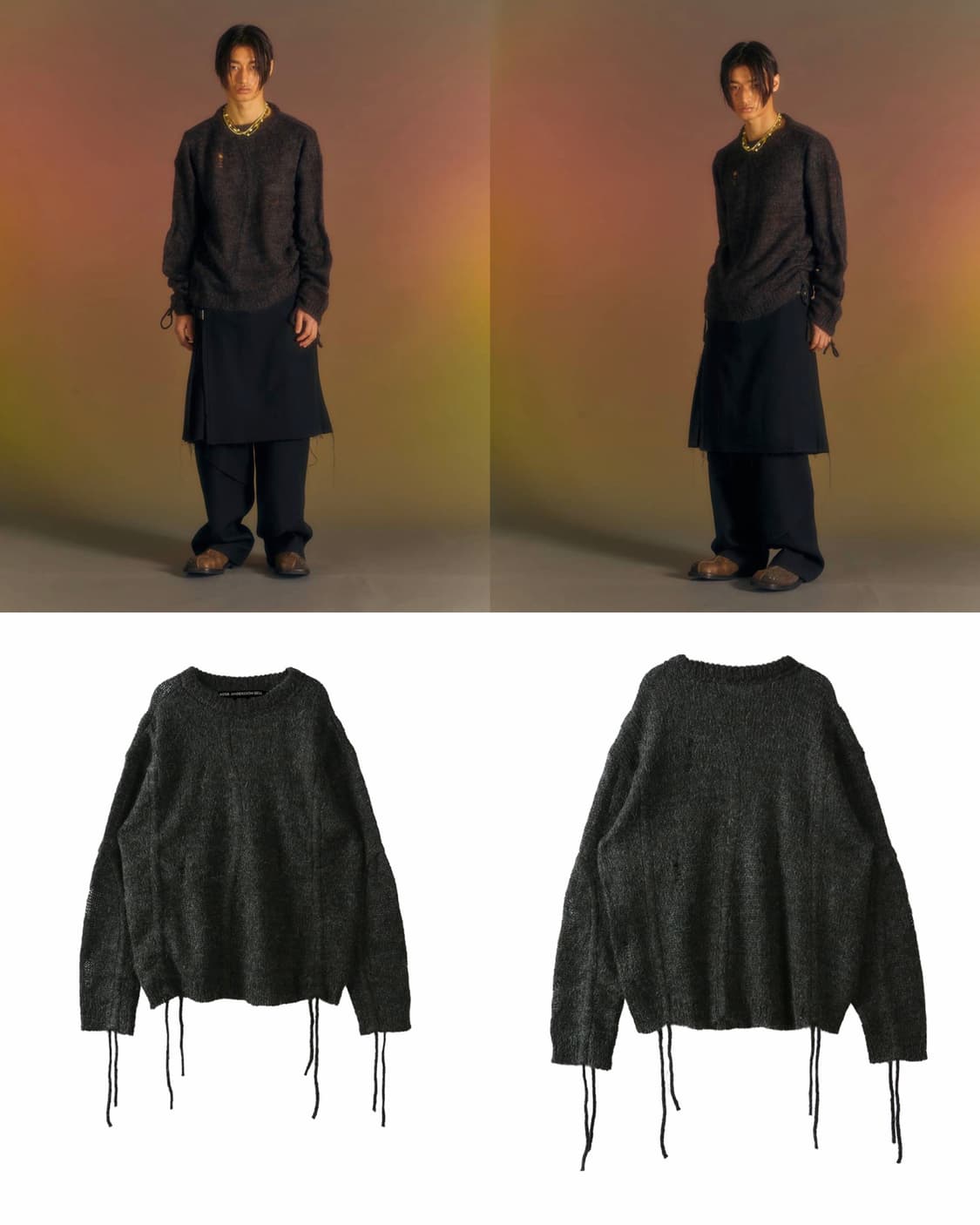 앤더슨벨 콜바인 크루넥 스웨터 니트 차콜 XL 상품이미지5