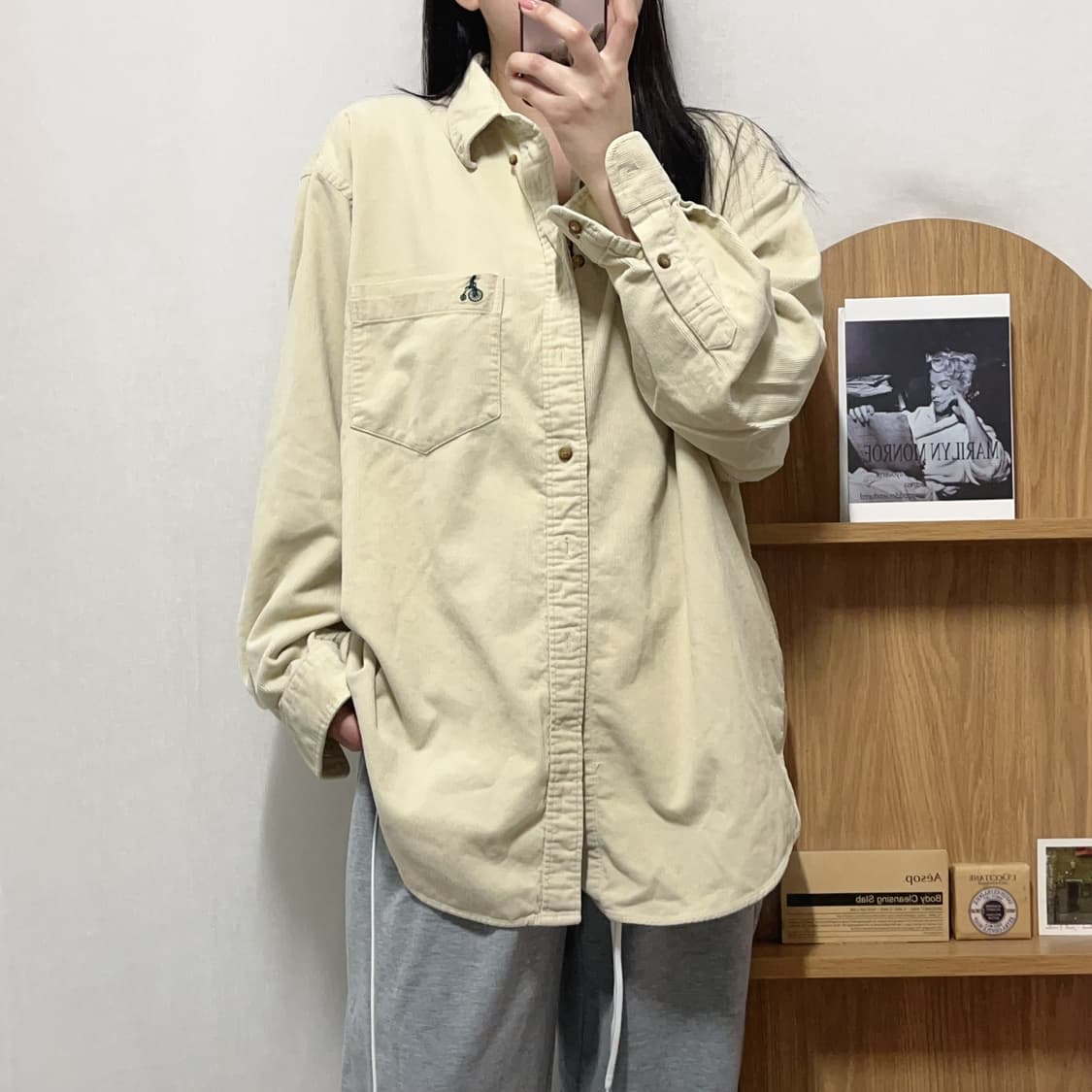 [정품] 빈폴 아이보리 포켓 골덴 셔츠 [ 110 ] 상품이미지1