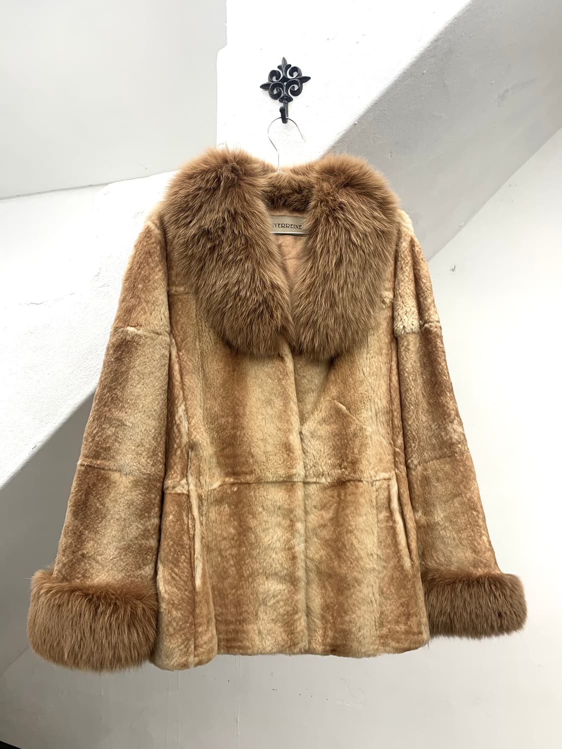 Rust camel rabbit fur jacket  상품이미지4