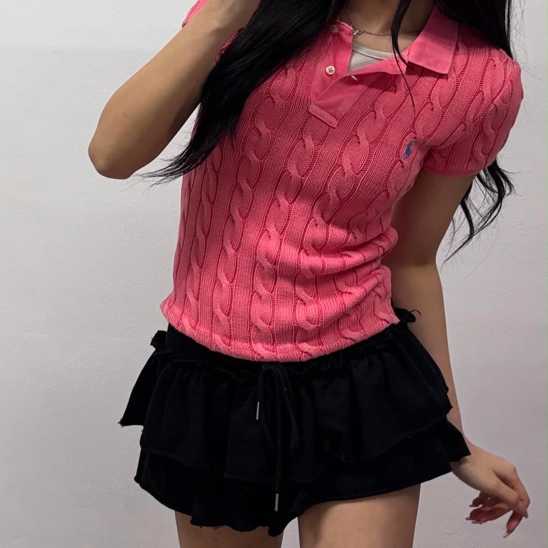 폴로 랄프로렌 신형 QR 케이블 걸즈 반팔 pk 카라티(XS) 상품이미지3