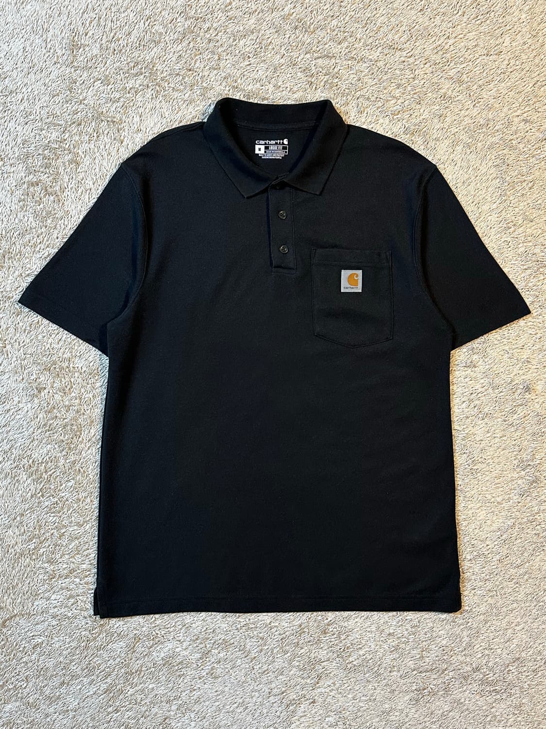칼하트 CARHARTT 루즈핏 포켓 반팔 카라티 블랙 상품이미지1