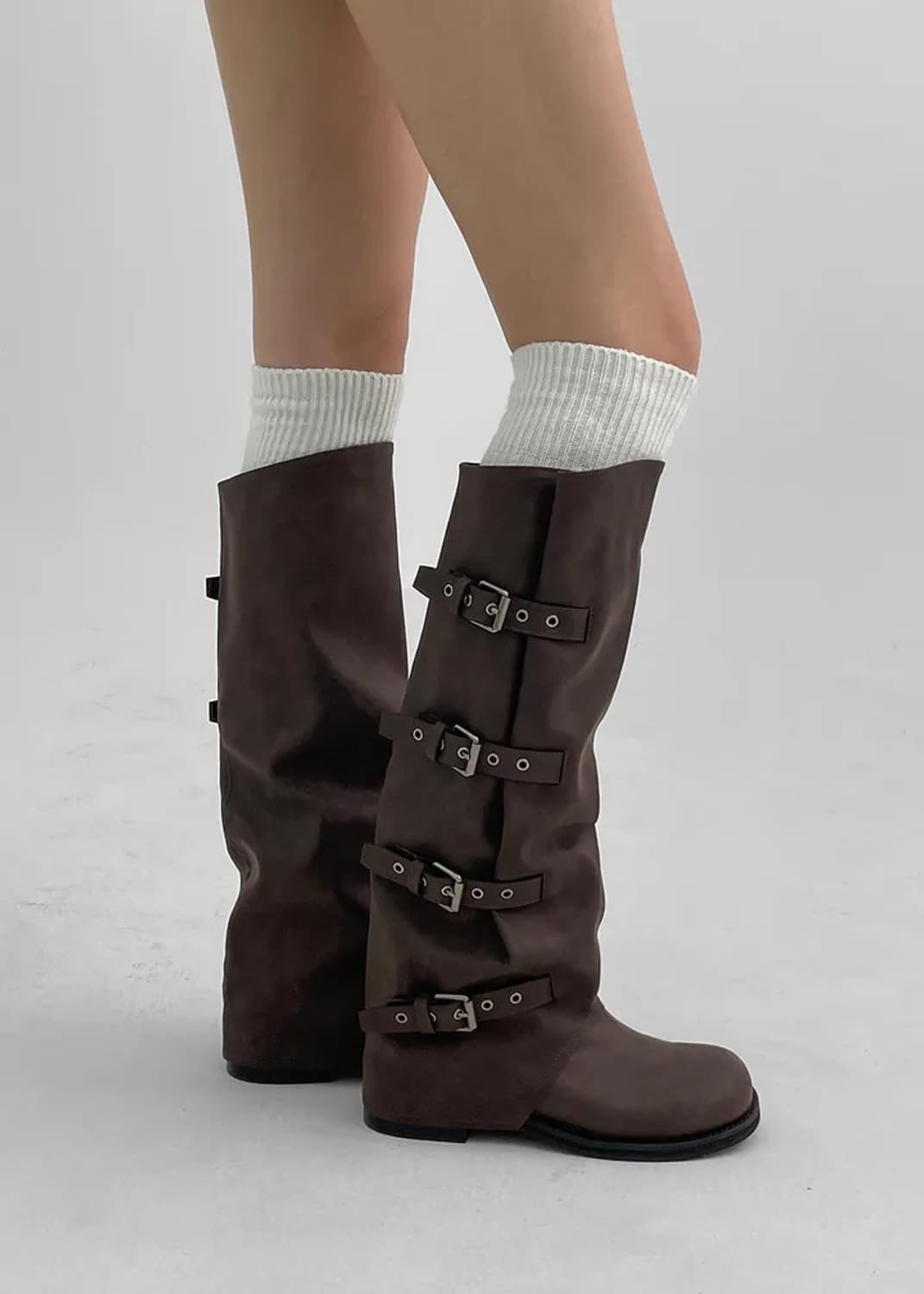 블랙업 타이쿱 버클 워머 레더 롱부츠 240 상품이미지1