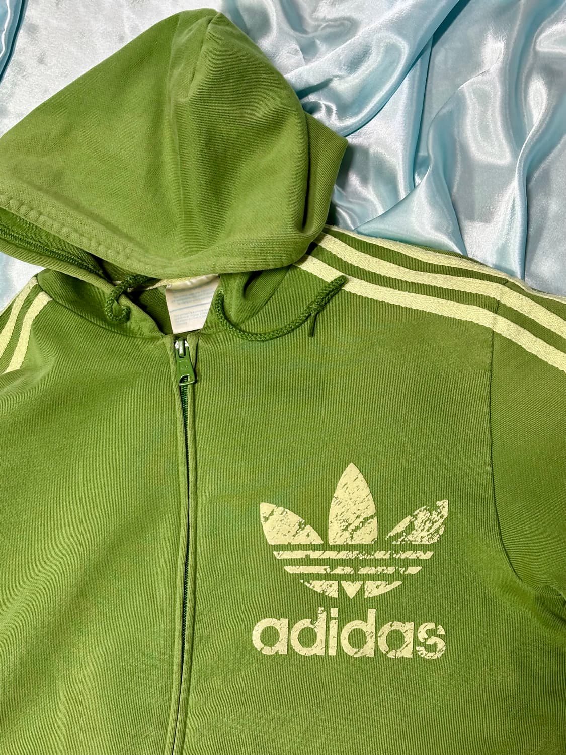 00s OLD ADIDAS 아디다스 후드 플락 져지 트랙탑 자켓 말차색 상품이미지6