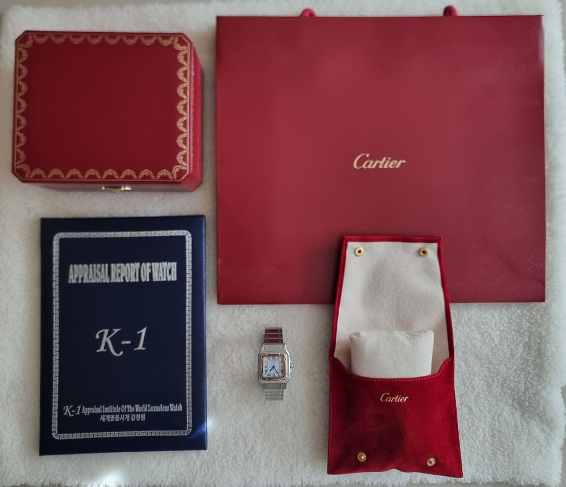 까르띠에 산토스 까레 18K 콤비 라지 오토메틱 시계 상품이미지9