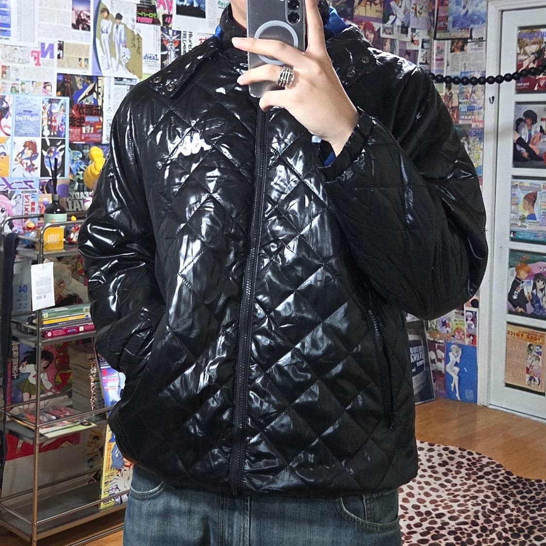 JPN 카파 X 산토리 보스 커피 유광 후드 퀼팅 패디드 점퍼 상품이미지2