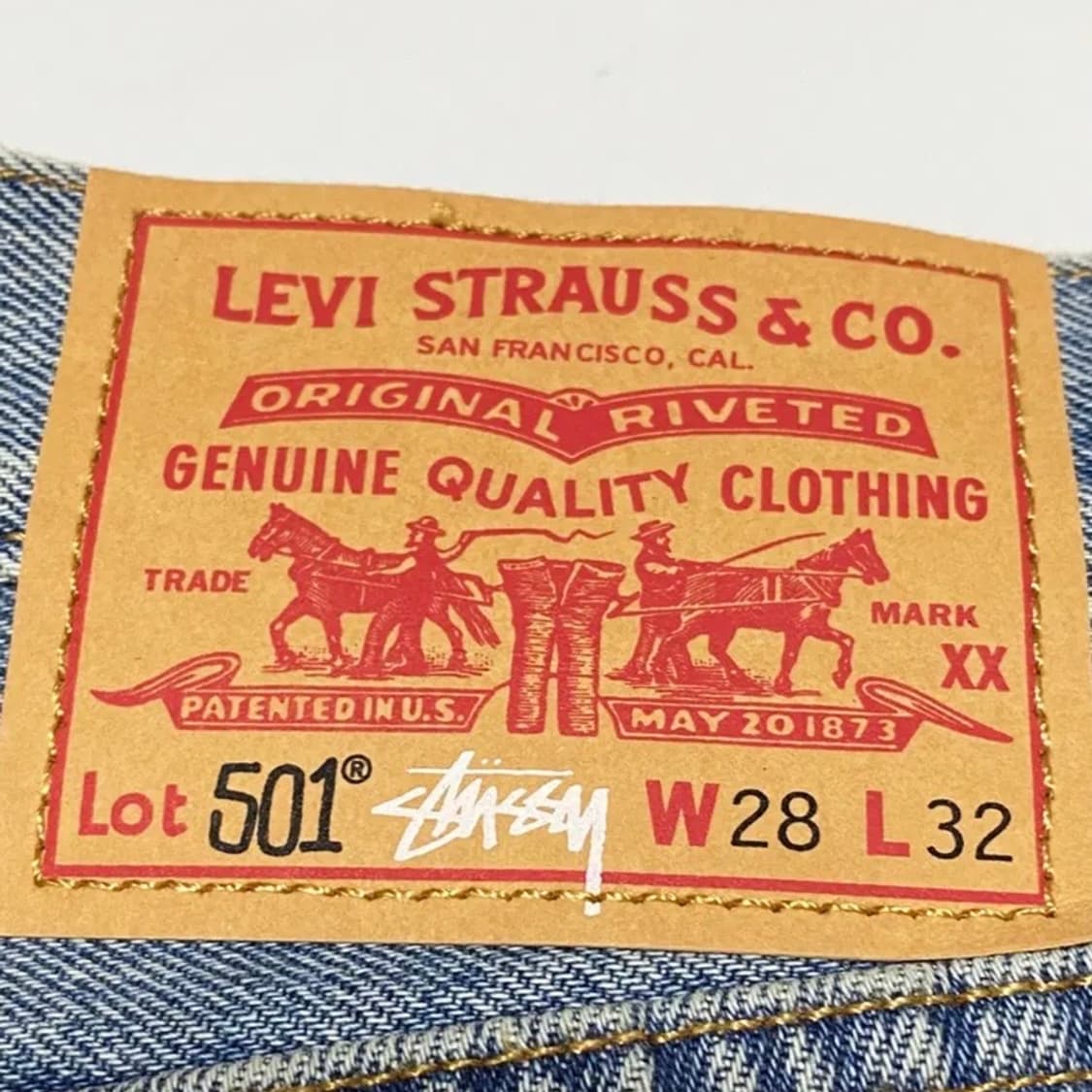 [정품] 스투시 x 리바이스 엠보스드 501 인디고 데님진 28(새제품) 상품이미지9