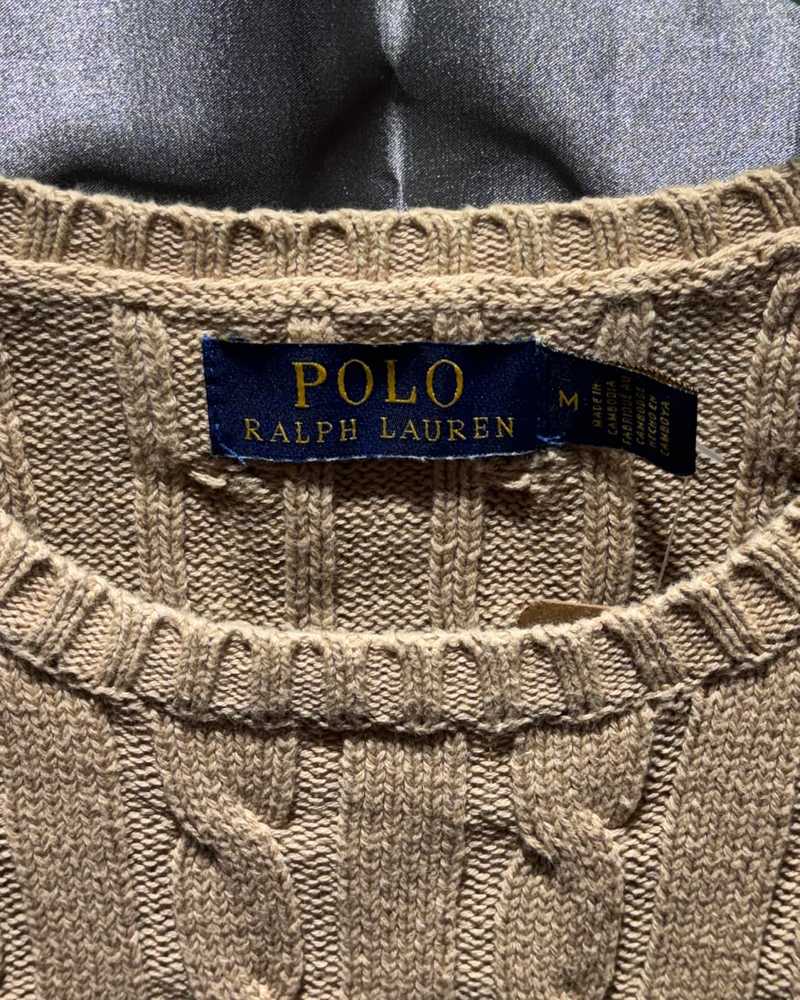 M 폴로랄프로렌 베이지 케이블 라운드 니트  상품이미지5
