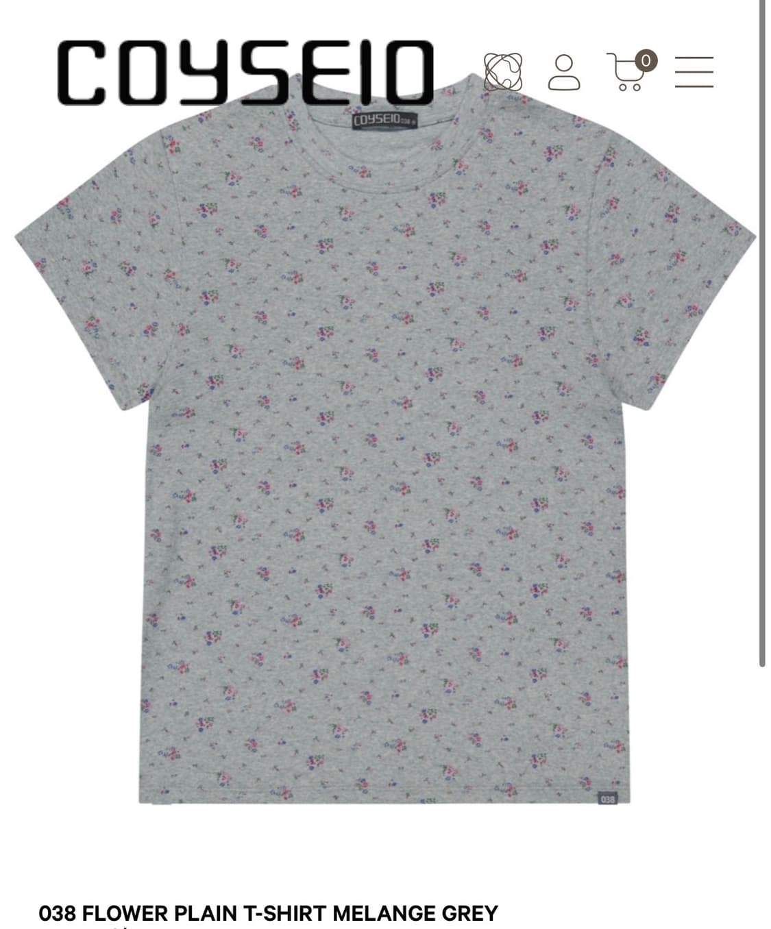 038 FLOWER PLAIN T-SHIRT MELANGE GREY 상품이미지1